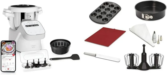 Moulinex Companion Robot Cuiseur Multifonction, 14 Programmes, Capacité XL pour 10 Personnes, Gris, Made in France, Inclut Kit Pâtisserie