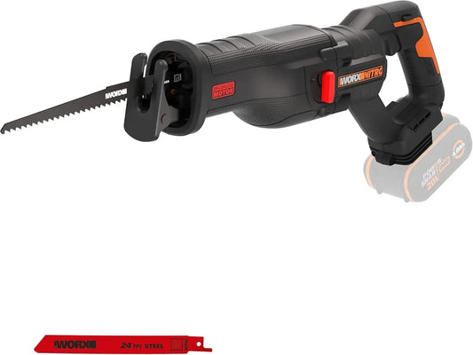 Scie Sabre Sans Fil 20V WORX WX516.9, Moteur Brushless, Légère, Ergonomique, Vitesse Variable, Multimatériaux