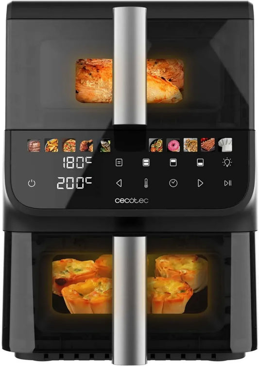 Friteuse à Air Cecotec 10L sans Huile, 2000W, Double Cuves 3.5L & 6.5L, Écran Tactile, 10 Programmes