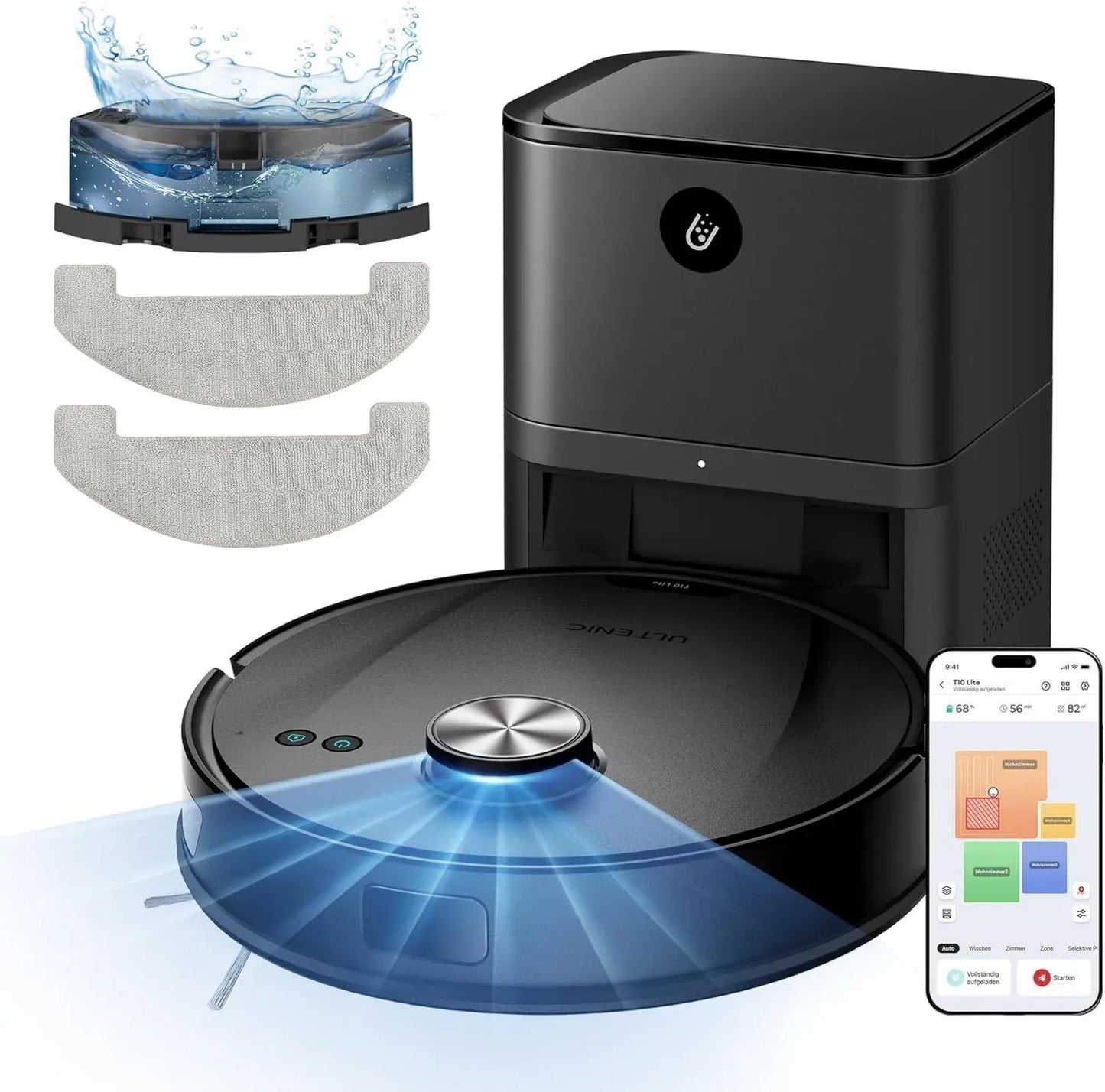 Aspirateur Robot Ultenic T10 Lite avec Vidange Automatique, Navigation LiDAR et Contrôle Intelligent